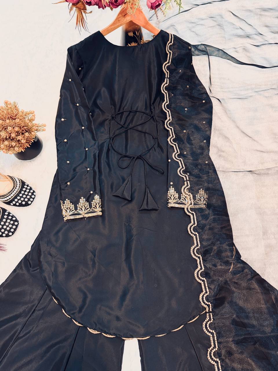 Luxe Onyx Tie-Back Festive Ensemble